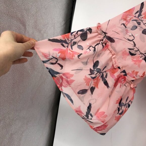 NWT Eliza J pink floral bell sleeve tiered ruffle dress 16W - Picture 5 of 10